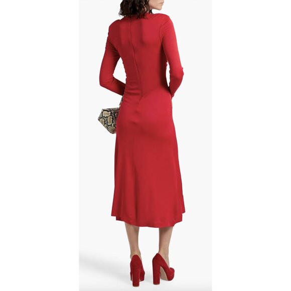 FARM Rio Twisted Jersey Midi Dress in Red Size X-Small - Picture 9 of 9